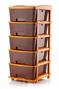Plastic 5 Rack Multipurpose Modular Drawer Storage Rack | Kitchen & Home Essentials Organizer Storage Box Cabinet | Almira Set F
