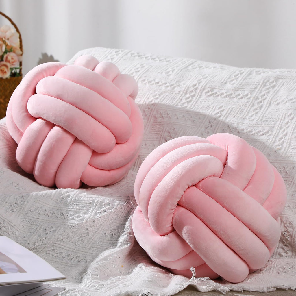Namalu 2 Pieces Plush Knot Ball Pillows Decorative Round Throw Knotted Pillows Aesthetic Stuffed Pillows for Stress Relieving Be