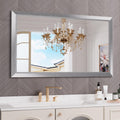 Amorho 50x30 Inch Bathroom Mirror Silver, Thick Metal Framed Wall Mirrors for Over Sink, Brushed Nickel Mirror Perfect for Bedro