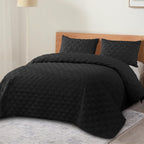 Exclusivo Mezcla Full Queen Quilt Set, 3 Pieces Lightweight Quilts Soft Quilted Bedspreads Black Coverlets Bedding Set For All S