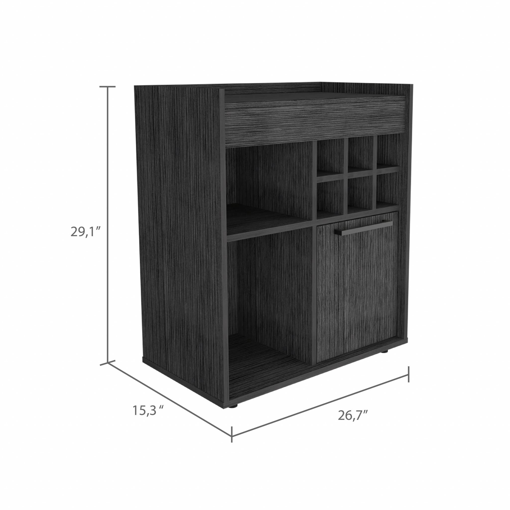 HomeRoots Particle Board Smokey Oak Bar Cabinet with One Door Panel
