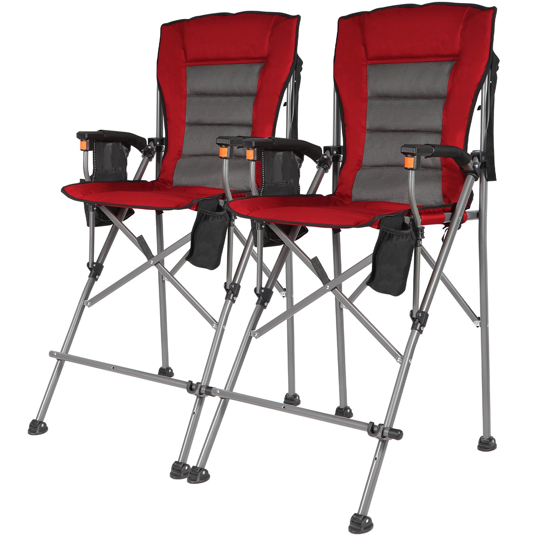 Stonehomy Extra Tall Folding Chairs for Adults 2 Pack, Portable Bar Height Foldable Director Chairs for Camping Outside, Comfort