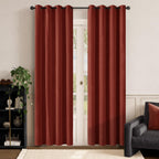 Lazzzy Orange Velvet Curtains Room Darkening Thermal Insulated Curtains 84 Inch Long Window Drapes For Bedroom Living Room Super Soft Luxury Grommet Window Treatment 2 Panels, Rust Red