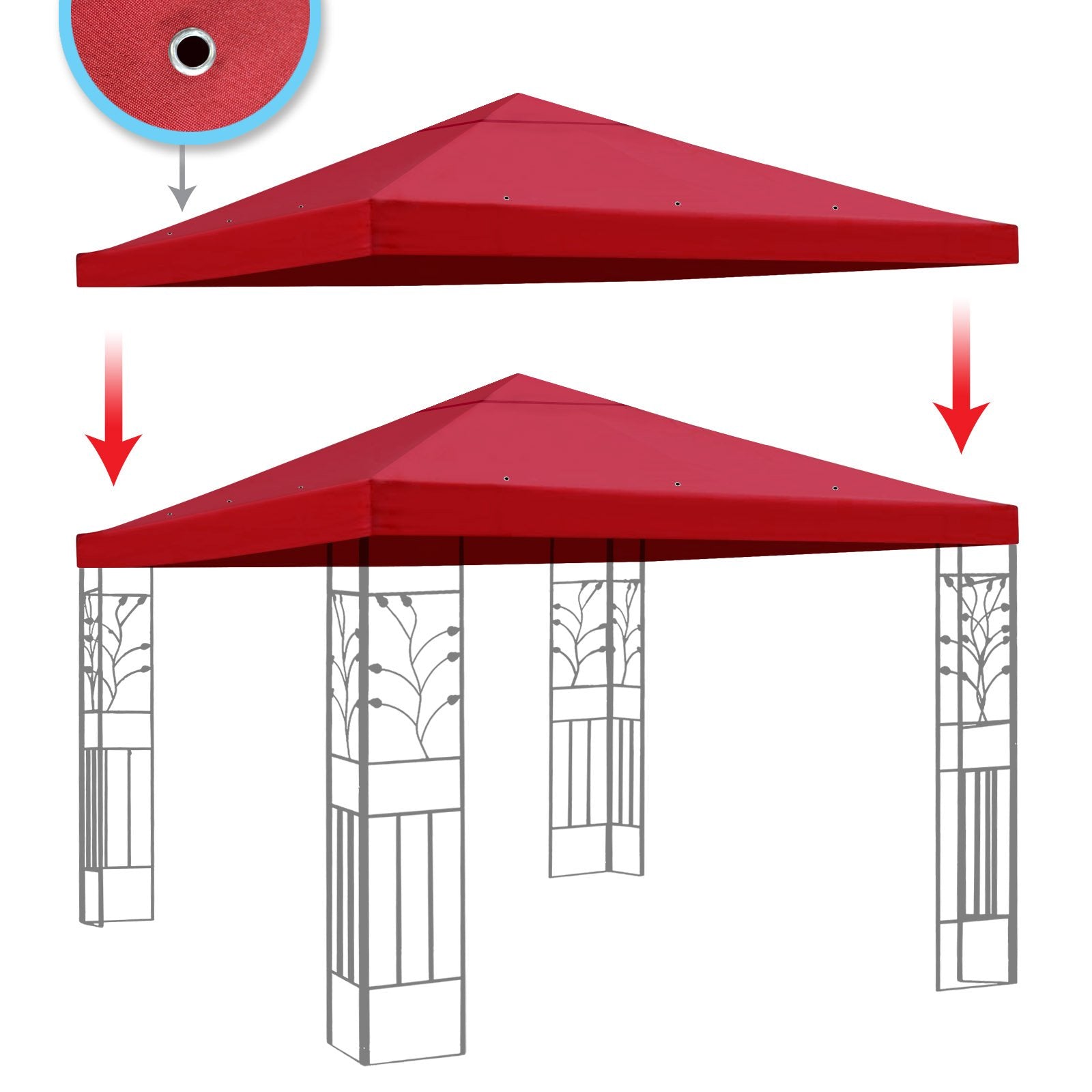 Benefitusa Replacement 10'X10'Gazebo Canopy Top Patio Pavilion Cover Sunshade Polyester Single Tier (Burgundy)