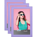 Icona Bay 4x6 Picture Frames (Purple, 3 Pack), Colored Solid Wood Scandinavian Style Frames for Photo, Pizzazz Collection