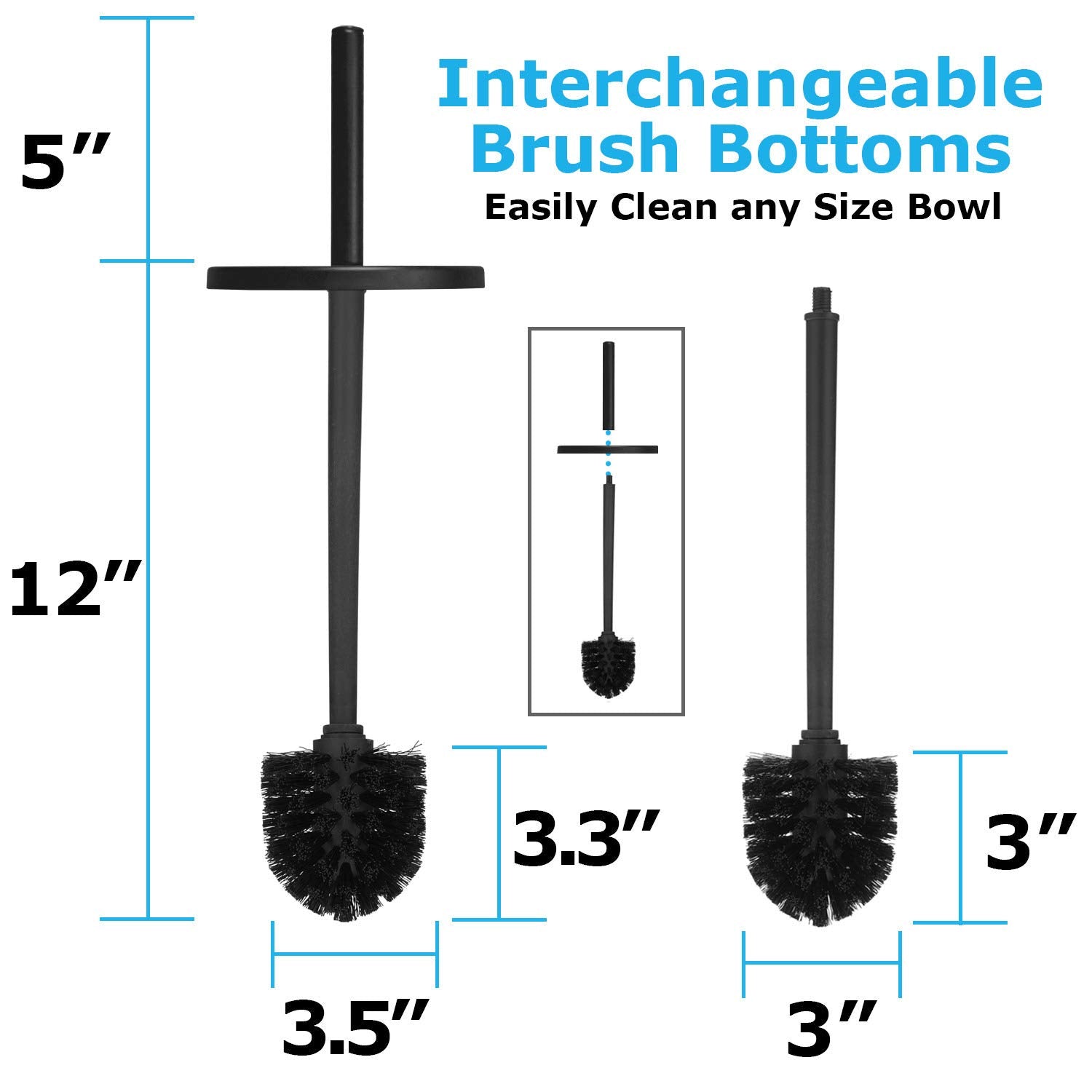 Blue Donuts Toilet Brush And Plunger Set With Holder, Modern Black Bathroom Accessories Toilet Plunger And Toilet Bowl Brush Com