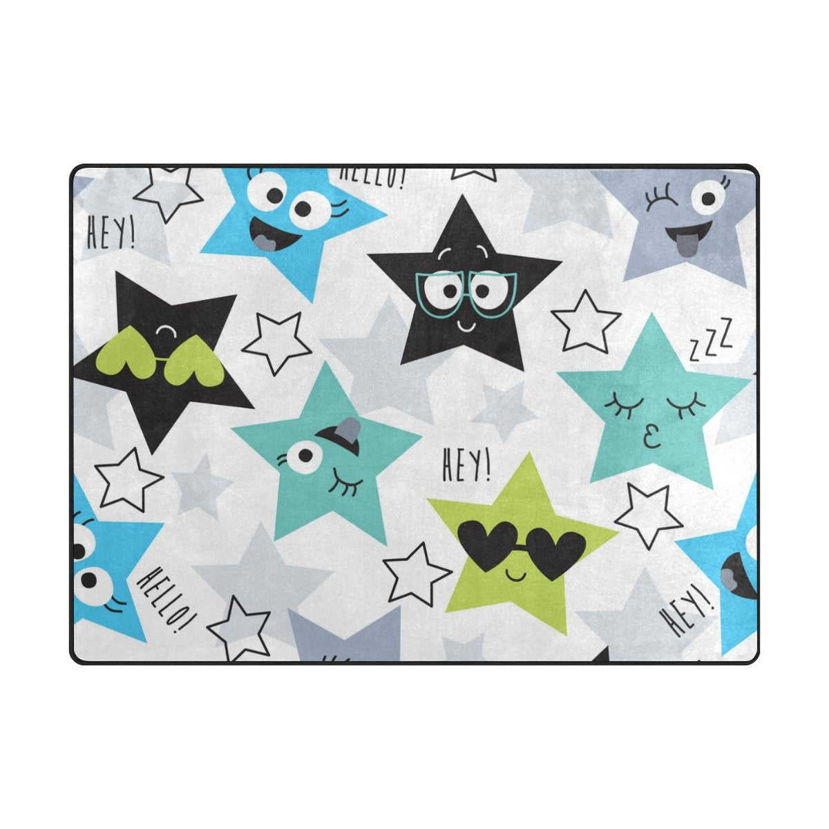 My Little Nest Area Rug Colorful Stars Lightweight Non-Slip Soft Mat 4'10 X 6'8, Memory Sponge Indoor Outdoor Decor Carpet For Living Dining Room Bedroom Office Kitchen