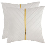 Tosleo Beige Velvet Throw Pillow Covers 26X26 Inch Pack Of 2 With Gold Leather Decorative Couch Pillow Cover Luxury Modern Pillo