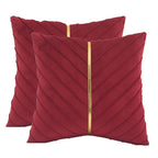Tosleo Red Velvet Throw Pillow Covers 20X20 Inch Pack Of 2 With Gold Leather Valentine'S Day Decoration Couch Pillow Cover Luxur