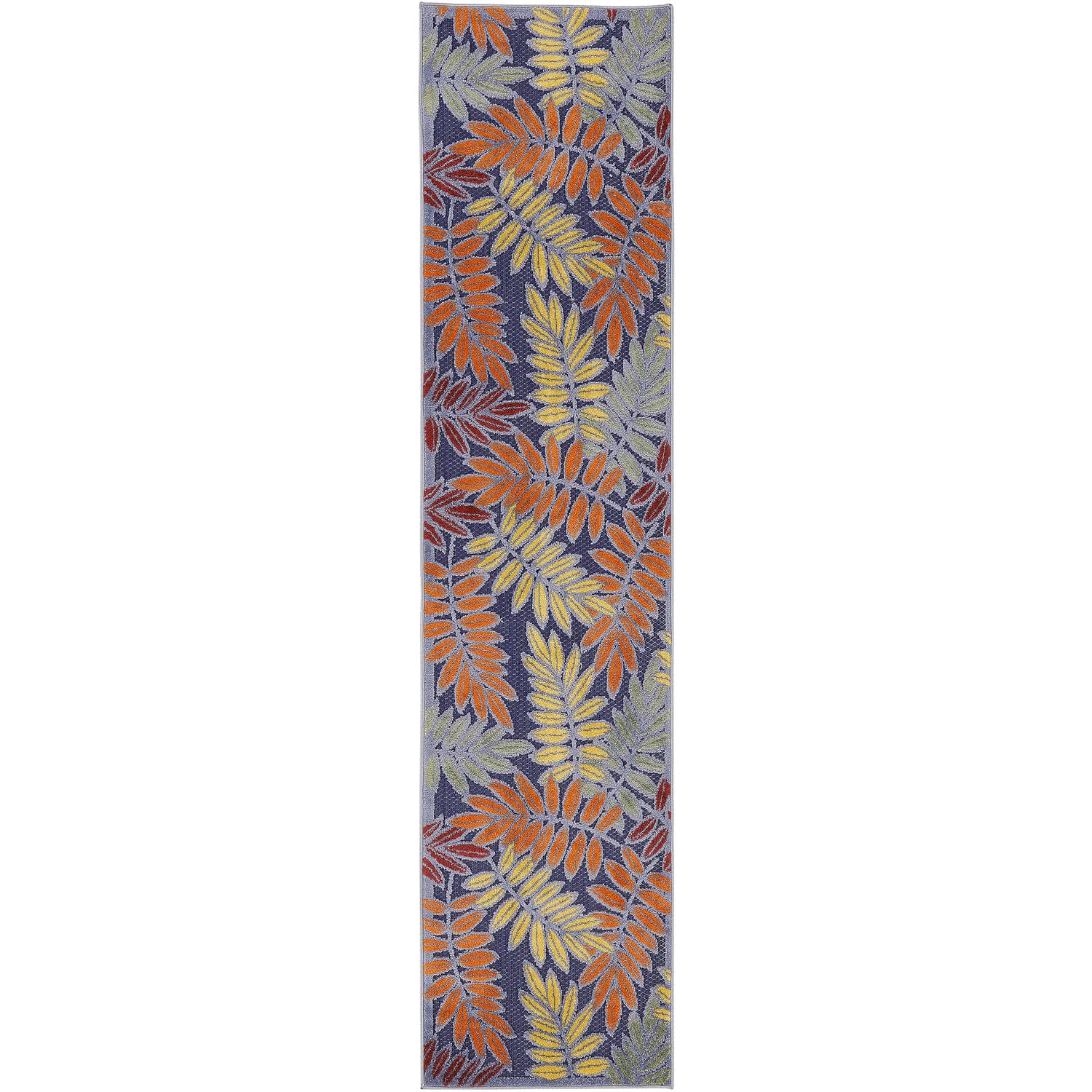 Nourison Aloha Indoor-Outdoor Navy Multicolor 2'3' X 8' Area Rug, Easy Cleaning, Non Shedding, Bed Room, Living Room, Dining Ro