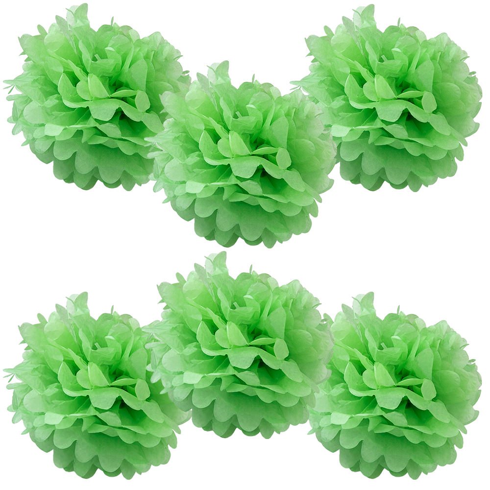 WYZworks Set of 6 - Mint Green 14 - (6 Pack) Tissue Pom Poms Flower Party Decorations for Weddings, Birthday, Bridal, Baby Showe