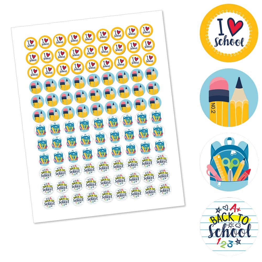 Big Dot Of Happiness Back To School - First Day Of School Classroom Decorations Round Candy Sticker Favors - Labels Fit Chocolat