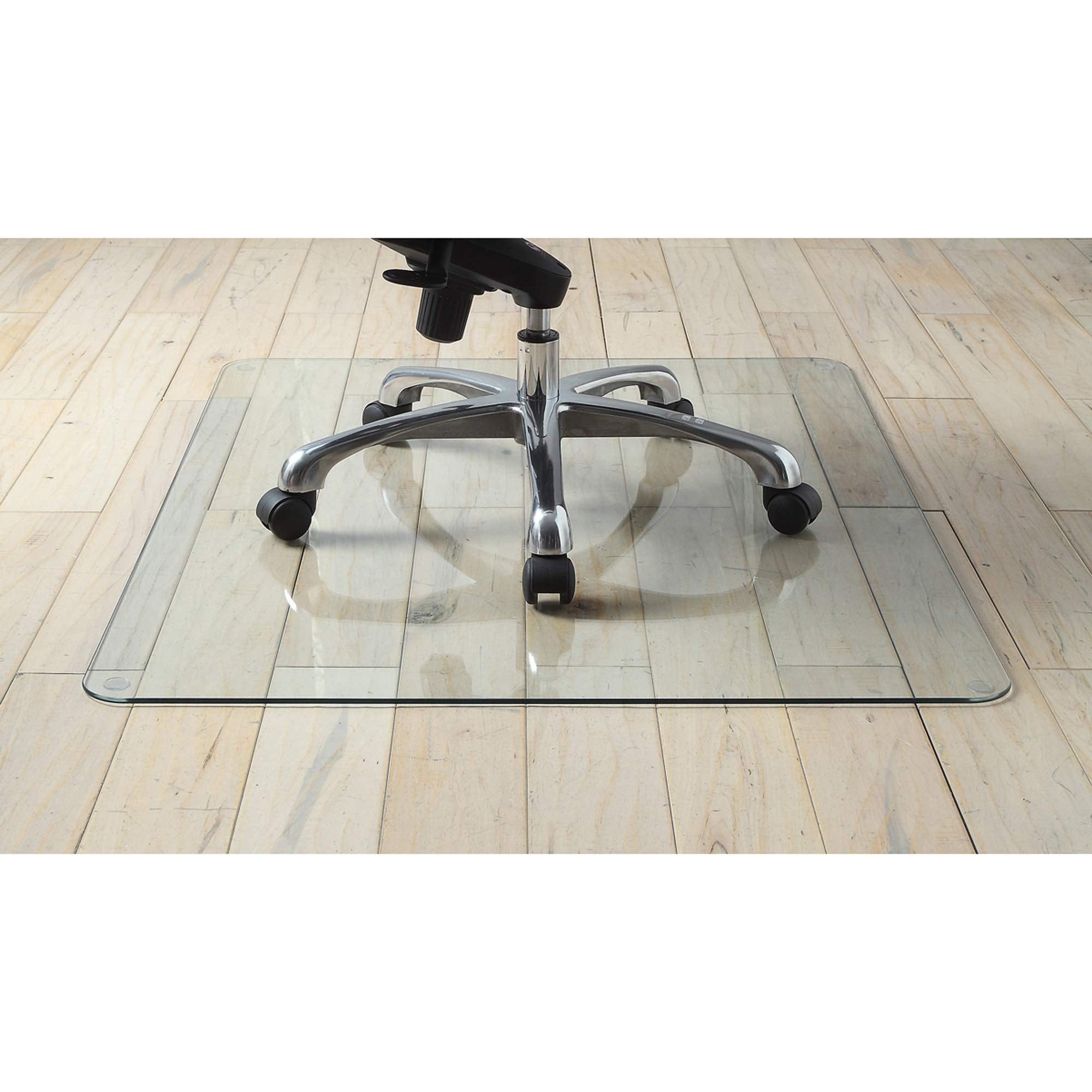 Lorell Tempered Glass Chairmat, 44" Width x 50" Depth x 0.25" Thickness, Clear, 1 Each