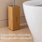 Gobam Bamboo Toilet Bowl Cleaner With Holder For All Toilet Types - Hidden Stainless Steel Toilet Brush - Bathroom Cleaning Brus