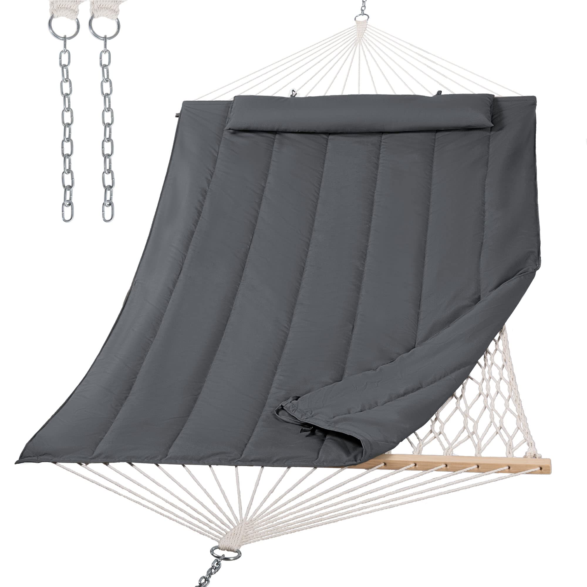 Suncreat Hammocks For Outside, Two Person Hammock For Patio, Garden, Porch, Outdoor, Dark Grey