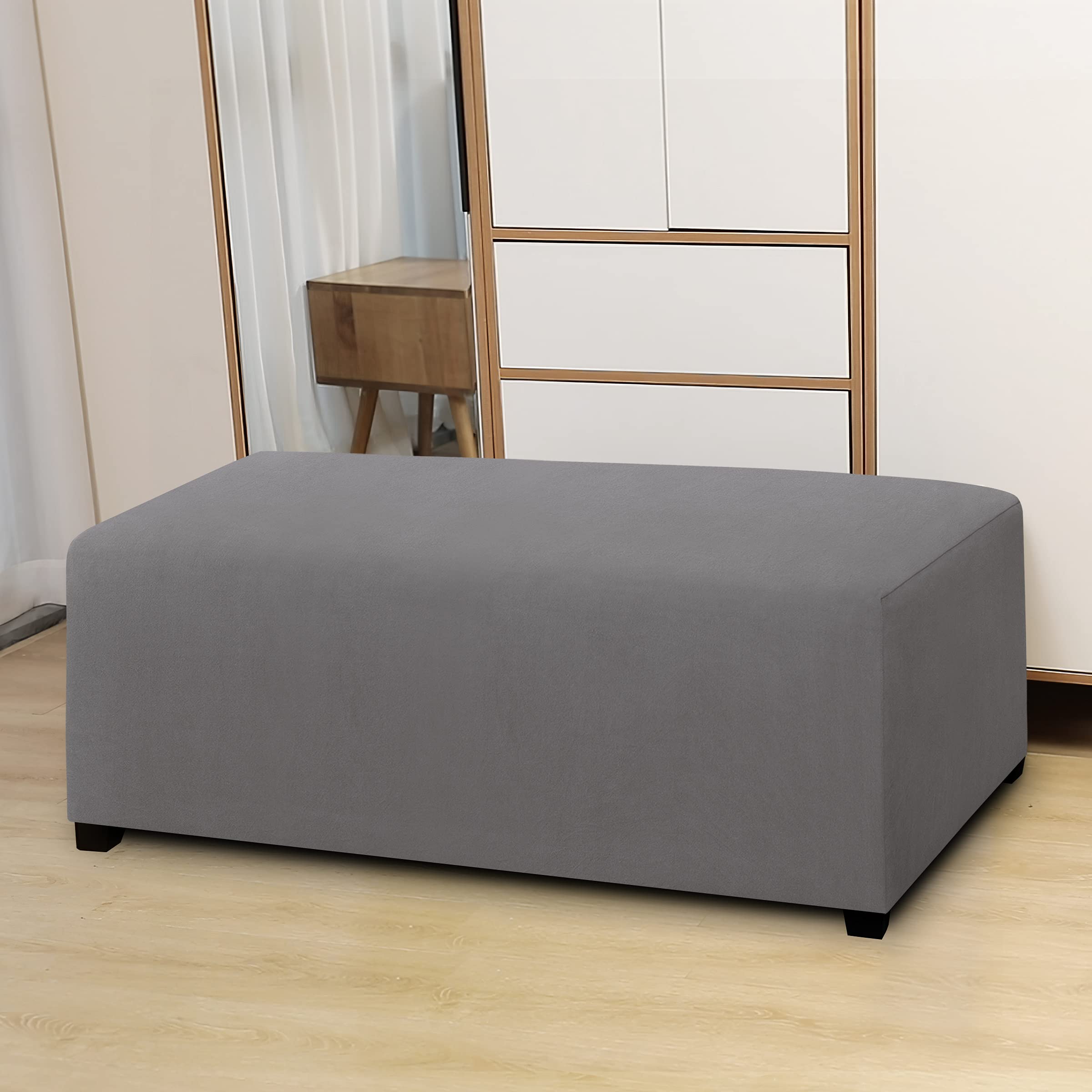 Easy-Going 100% Dual Waterproof Stretch Ottoman Cover Rectangle Folding Storage Stool Furniture Protector Soft Slipcover For Liv