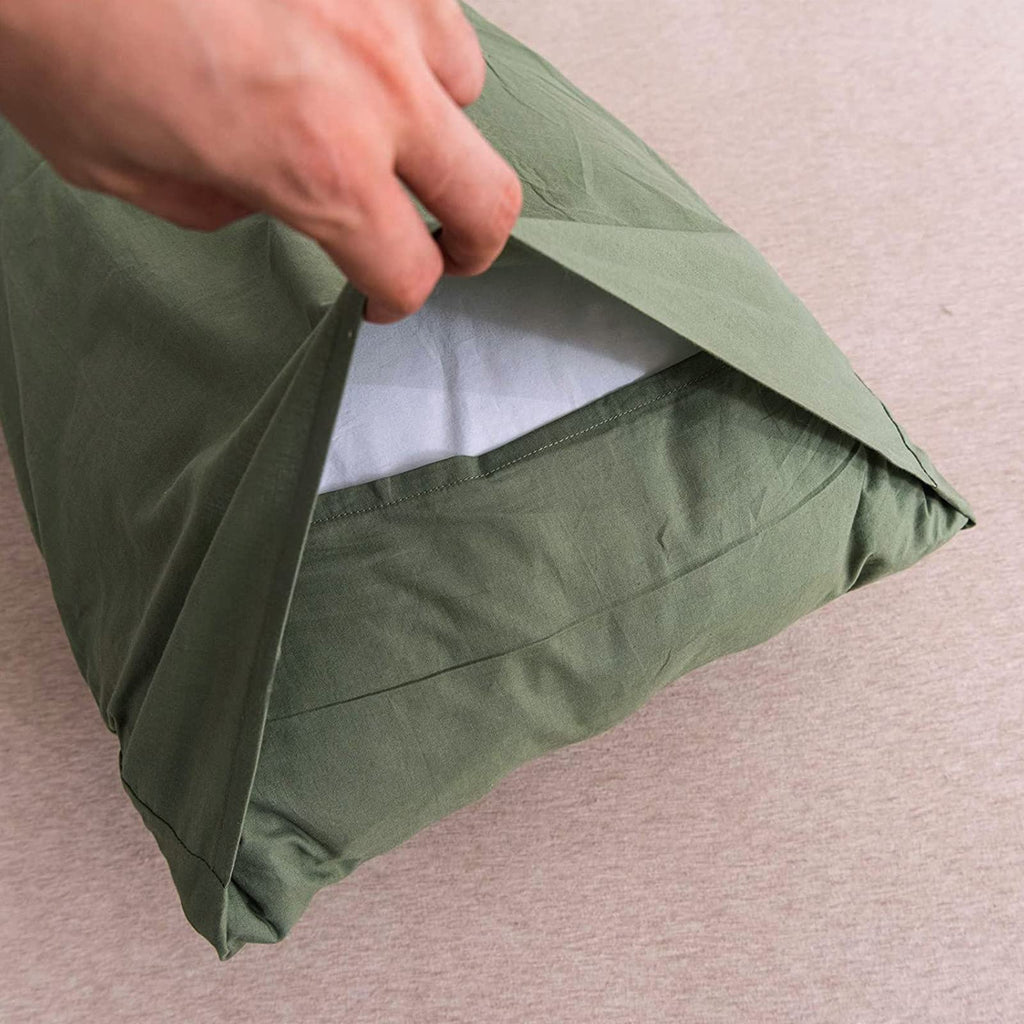 Jellymoni Pillowcases King Set Of 2 Cotton Envelope Pillow Covers Green 20  36In Bed Pillow Cases 100% Washed Cotton Soft Breath