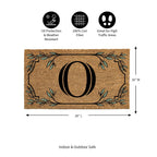 Evergreen Monogram Coir Doormat | Letter O | Front Door Mat For Outdoor Indoor Entrance | 28X16 Inches | Non-Slip Backing Doorwa