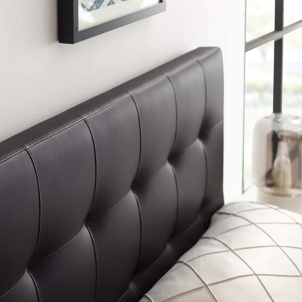 Modway Lily Tufted Faux Leather Upholstered Full Headboard in Brown