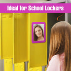 Pty Magnetic Real Glass Mirror For School Or Gym Locker, 5' X 7' Gray Framed - Locker Accessory - Small Makeup Mirror For Frid