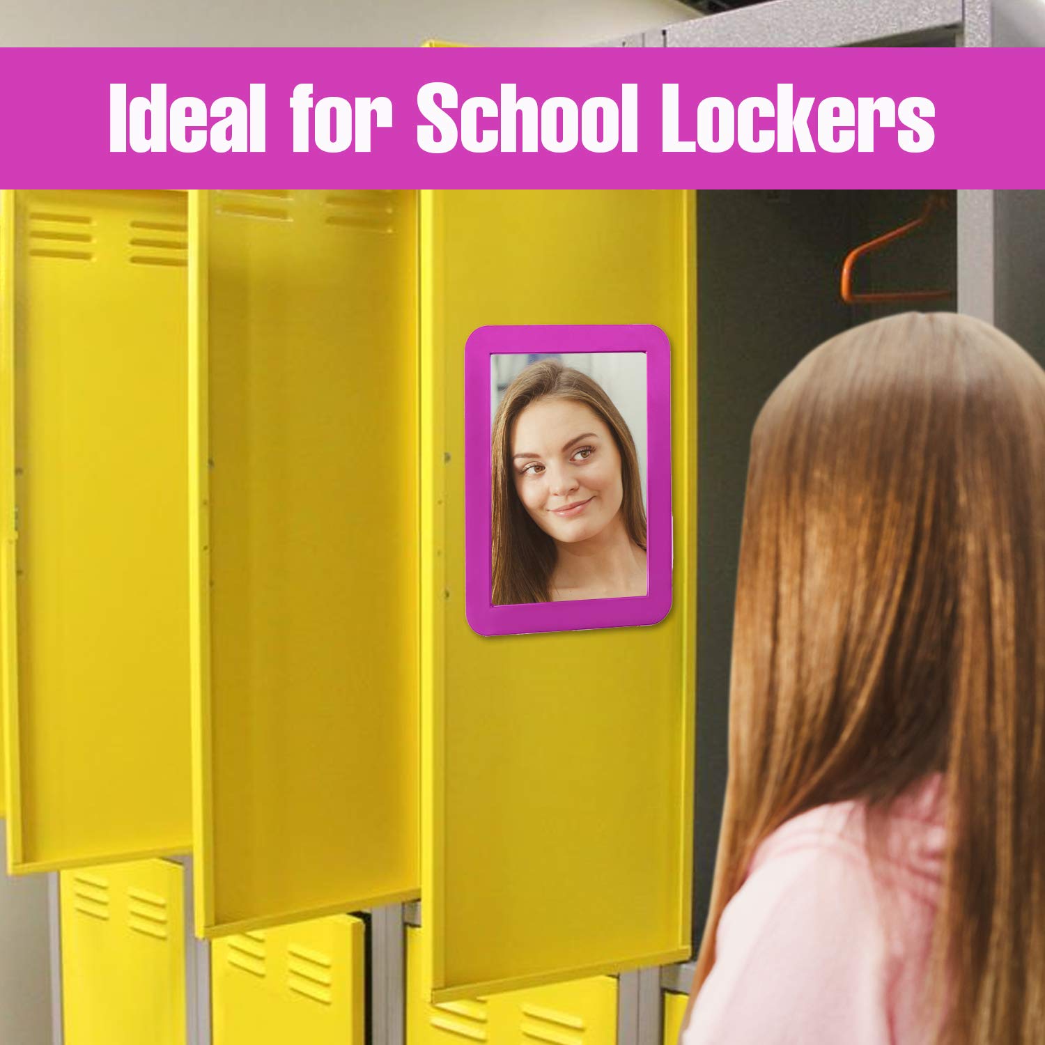 Pty Magnetic Real Glass Mirror For School Or Gym Locker, 5' X 7' Gray Framed - Locker Accessory - Small Makeup Mirror For Frid