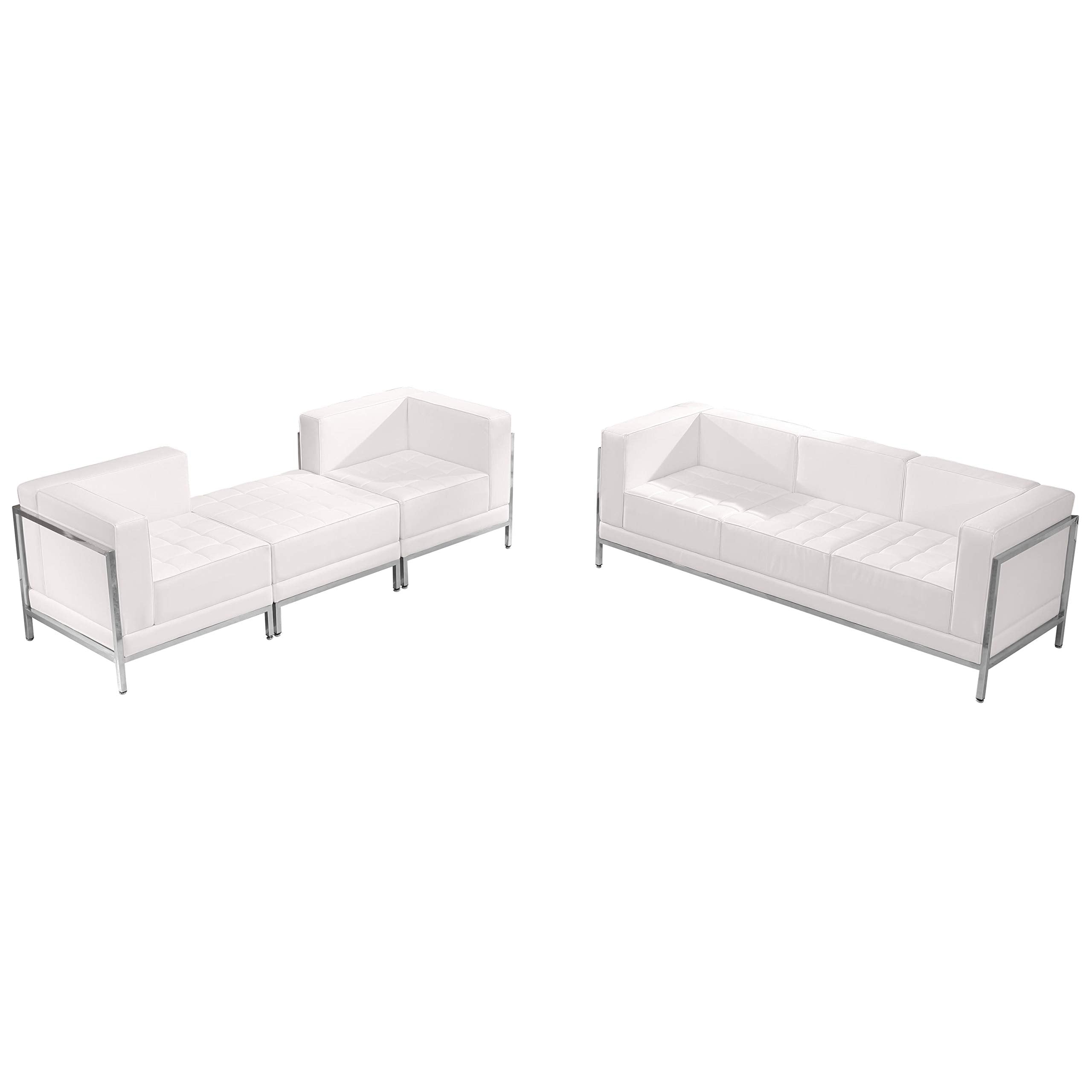 Flash Furniture Hercules Imagination Series White Leathersoft Sofa & Lounge Chair Set, 4 Pieces