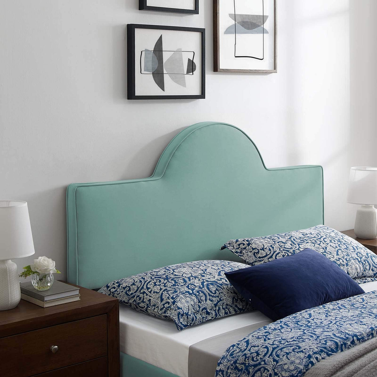 Modway Dawn Performance Velvet Headboard, King/Ca King, Mint