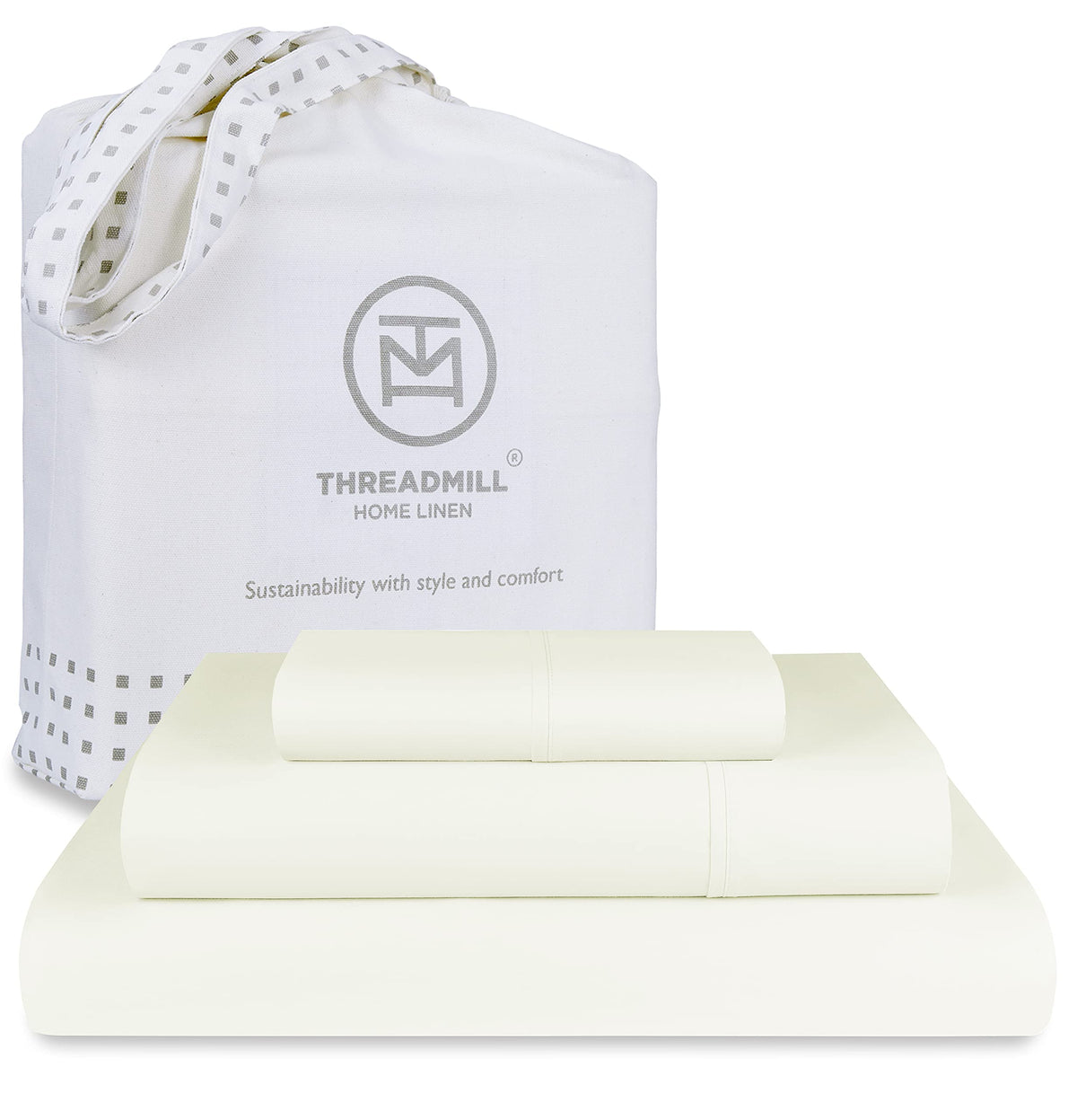 Threadmill Luxury 800 Thread Count Twin 100% Cotton Sheets - Ivory Sateen Weave Bed-Sheets, Better Than Egyptian Cotton,3 Pc Sol