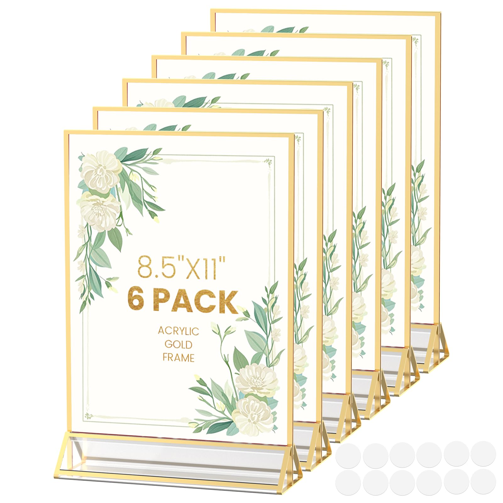 Yoaeaily Acrylic Sign Holder 8.5X11 Gold Frames Double-Sided Gold Picture Frames For Flyer Holder Menu Holder Wedding Table Numb