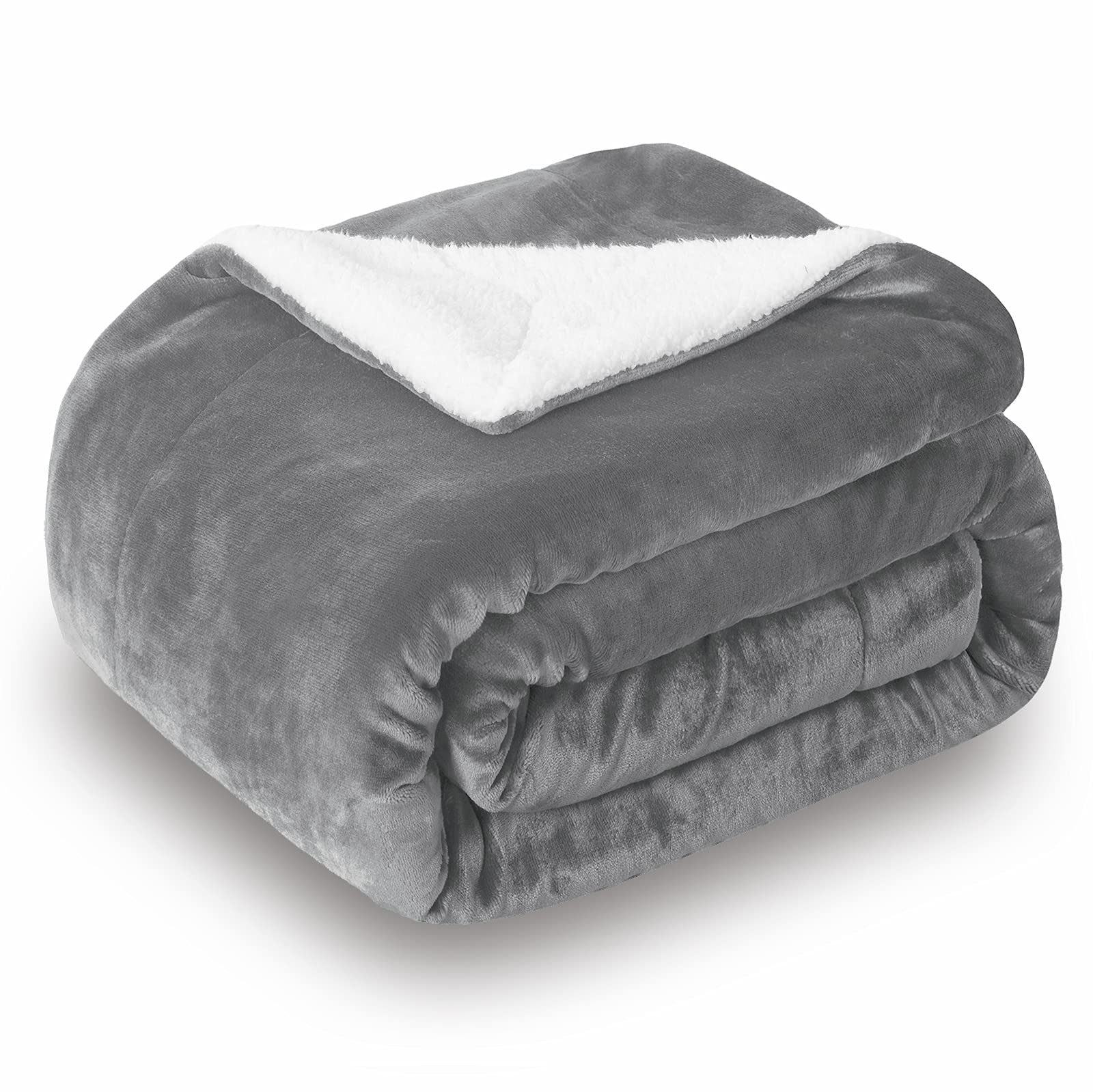 Sochow Sherpa Fleece Throw Blanket, Double-Sided Super Soft Luxurious Plush Blanket Throw Size, Grey, 50X60 Inches