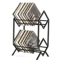 RUILALIFE 2-Tier-Vinyl-Record-Storage-Holder With Dividers, 200 LPs Albums Storage Rack Shelf, Steel Music Records Display Shelf