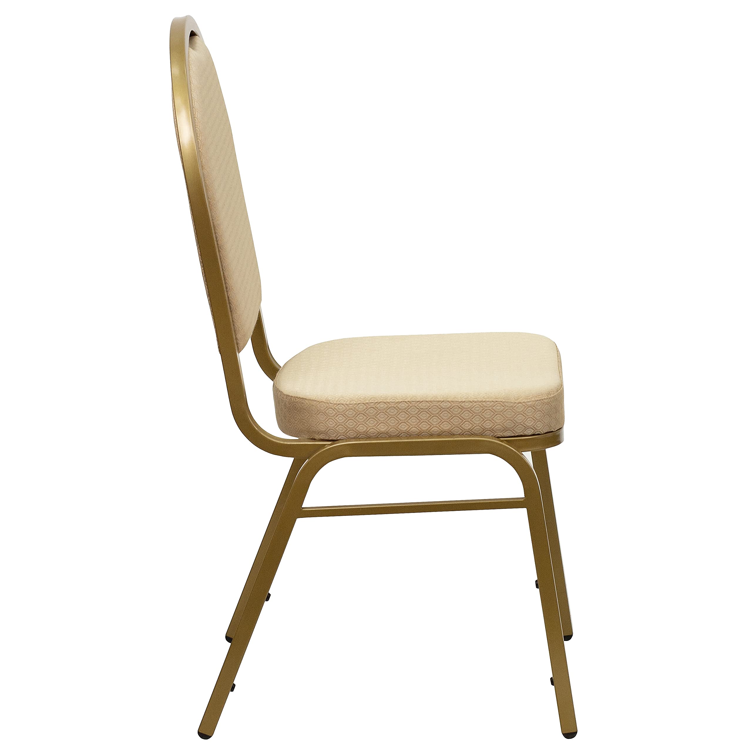 Flash Furniture 03AGH20124E Series Dome Back Stacking Chair, Patterned Beige, 2.5 Seat, Gold,