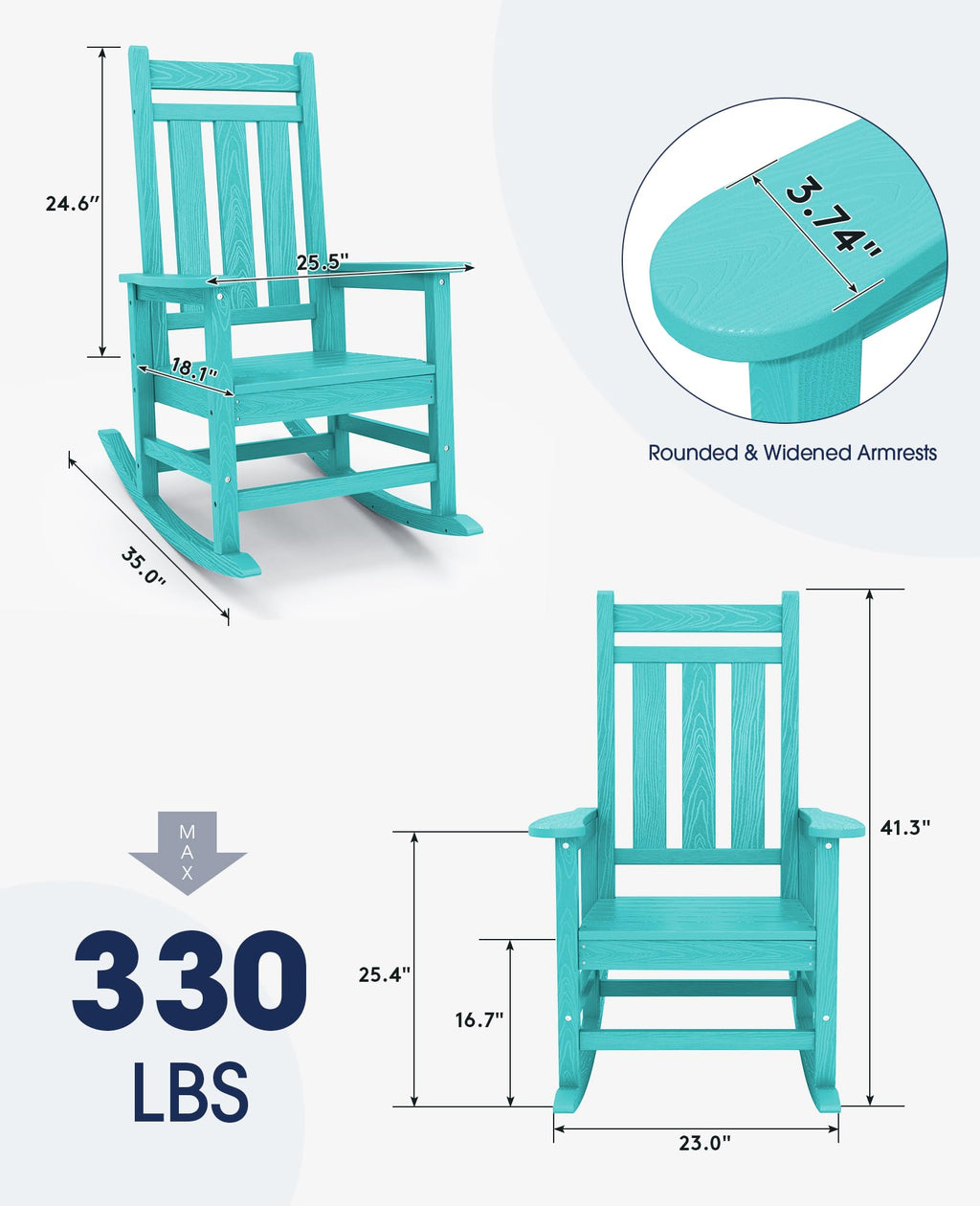 Kingyes Outdoor Patio Rocking Chair Set Of 2, Aruba