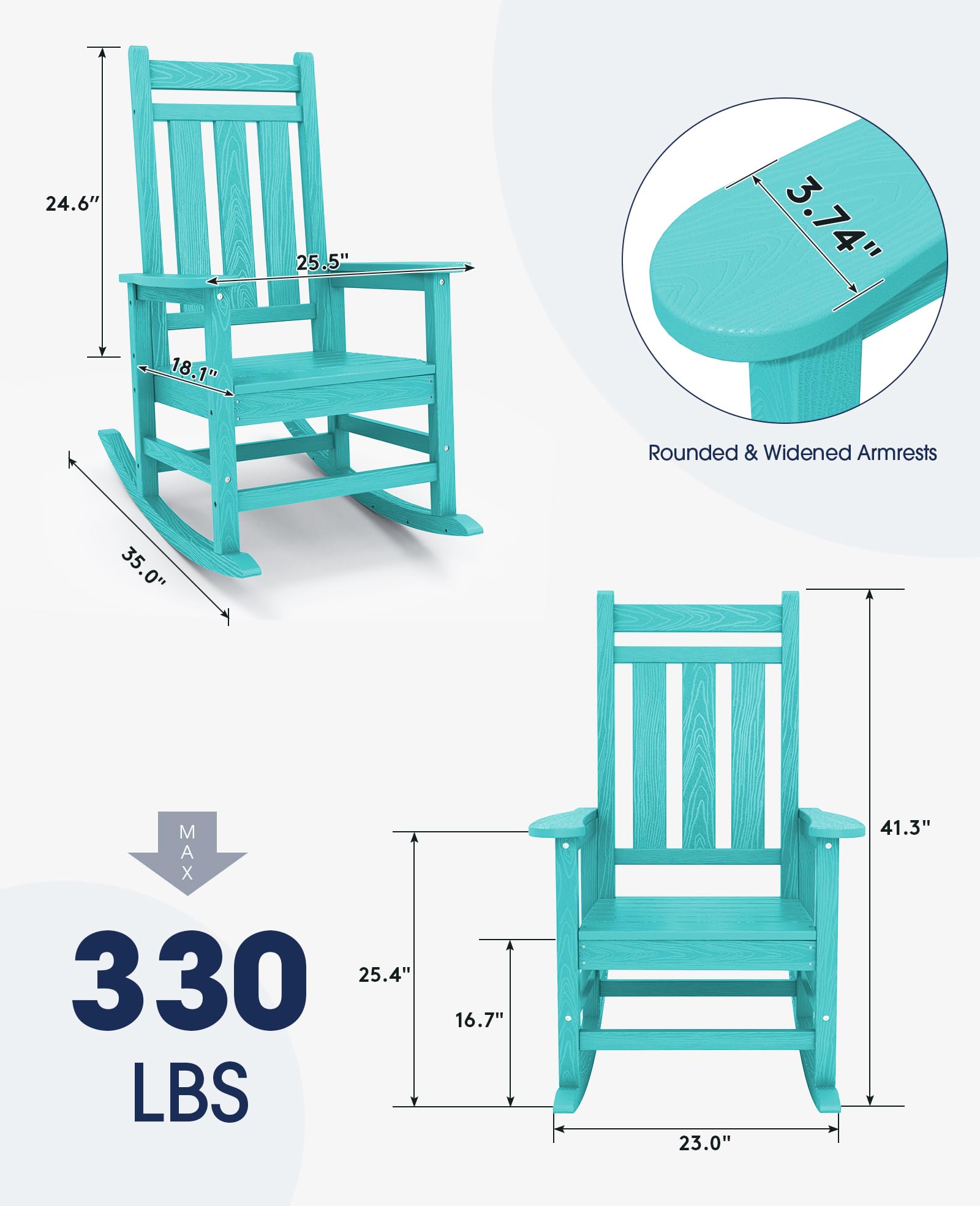 Kingyes Outdoor Patio Rocking Chair, Aruba