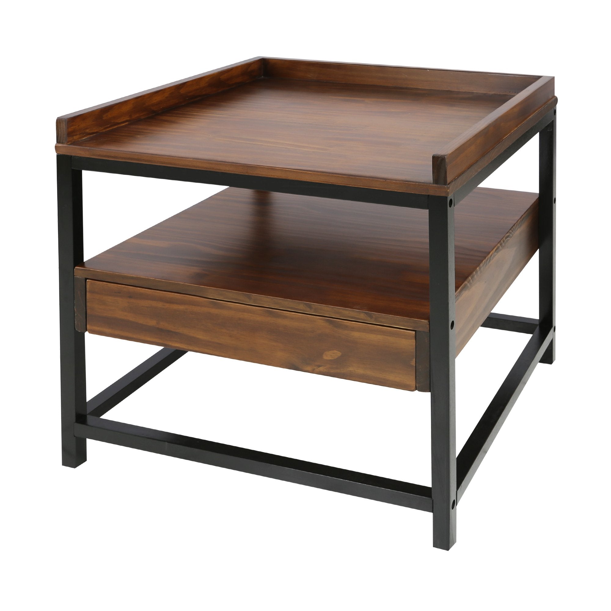 Casual Home Horizon End Table With Drawer, Mocha, Black