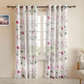 Homemonde Linen Texture Sheer Curtains For Window  Sun Light Filtering 6 Feet Curtain Set Of 6 Pink Floral Printed, Hangs With 