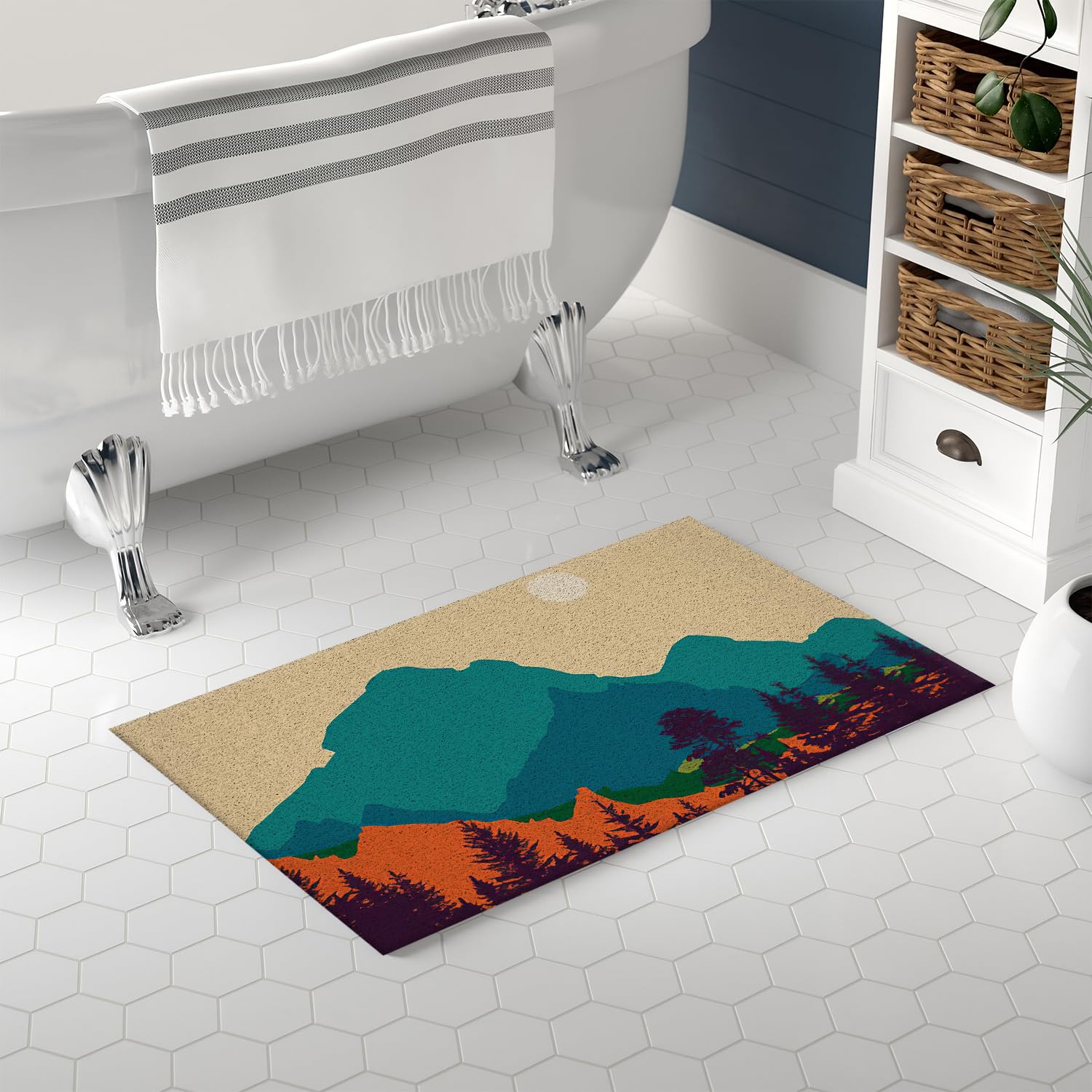 Nogrit Boho Bath Mats For Bathroom, Non Slip Shower Mat For Bathroom Floor, Boho Front Door Mat Outside Entrance, Boho Forest Mo