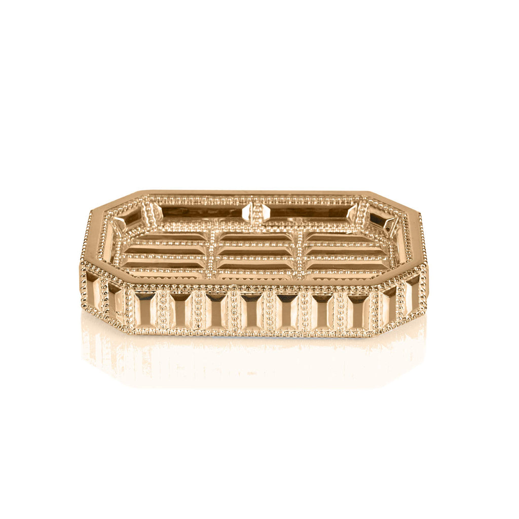 nu steel Gold Resin Decorative Bar Soap Dish Tray for Bathroom, Kitchen Sink - Stylish Storage for Soap, Sponges, Scrubbers - GLT3GH