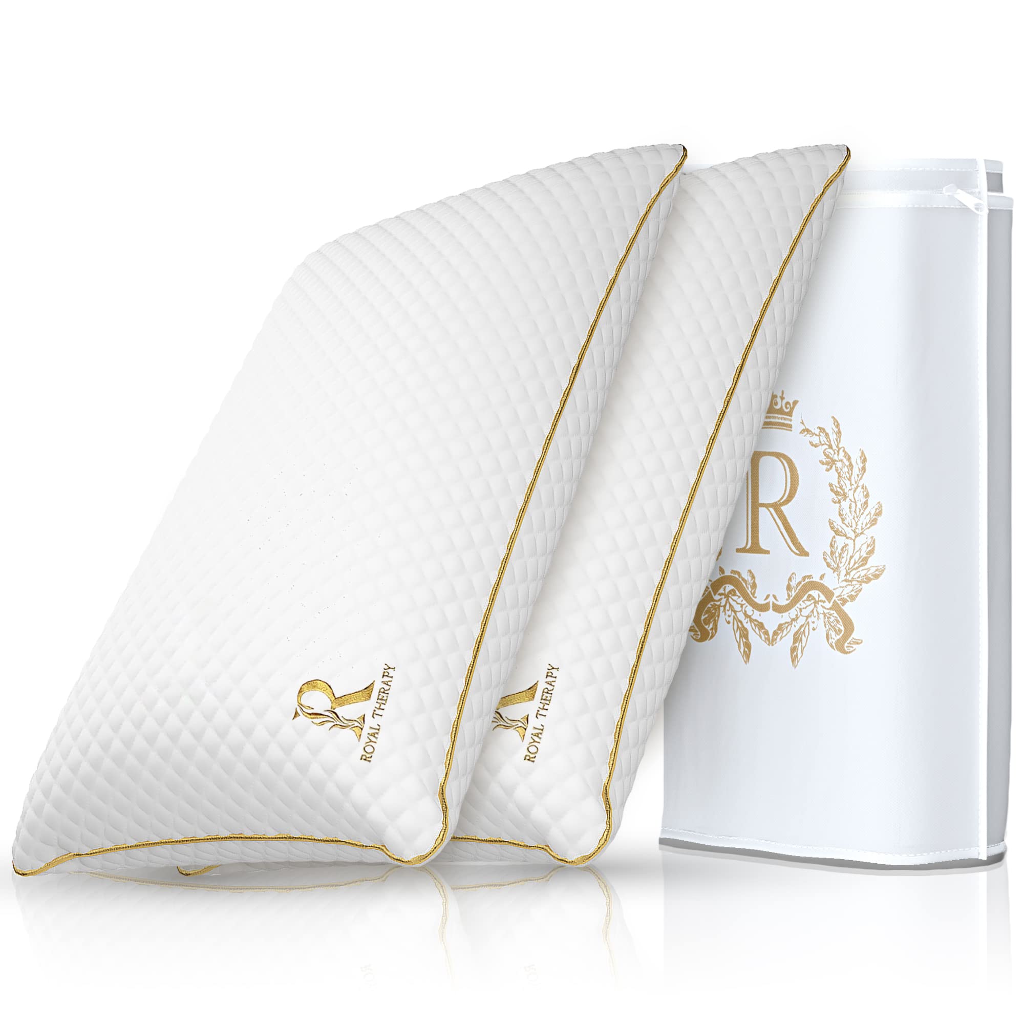 Royal Therapy Pillows Queen Size Set of 2, Shredded Memory Foam Pillows Queen, Rayon Derived from Bamboo Pillow, Queen Pillows, 