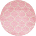 Unique Loom Trellis Frieze Collection Area Rug - Rounded (4 1 Round, Light Pink/ Ivory)