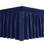 Biscaynebay Wrap Around Bed Skirts For Full & Full Xl Beds 15' Drop, Navy Adjustable Elastic Dust Ruffles Easy Fit Wrinkle & Fa