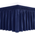 Biscaynebay Wrap Around Bed Skirts For Queen Beds 19' Long Drop, Navy Adjustable Elastic Dust Ruffles Easy Fit Wrinkle & Fade R