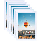 JCJMY 7x10 Picture Frame Set of 6 White for Wall Hanging or Tabletop- Wall Mounting Horizontally or Vertically, 7 x 10 Wall Gall
