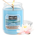 CANDLE-LITE Scented Ocean Blue Mist Fragrance, One 18 oz. Single-Wick Aromatherapy Candle with 110 Hours of Burn Time, Light Col