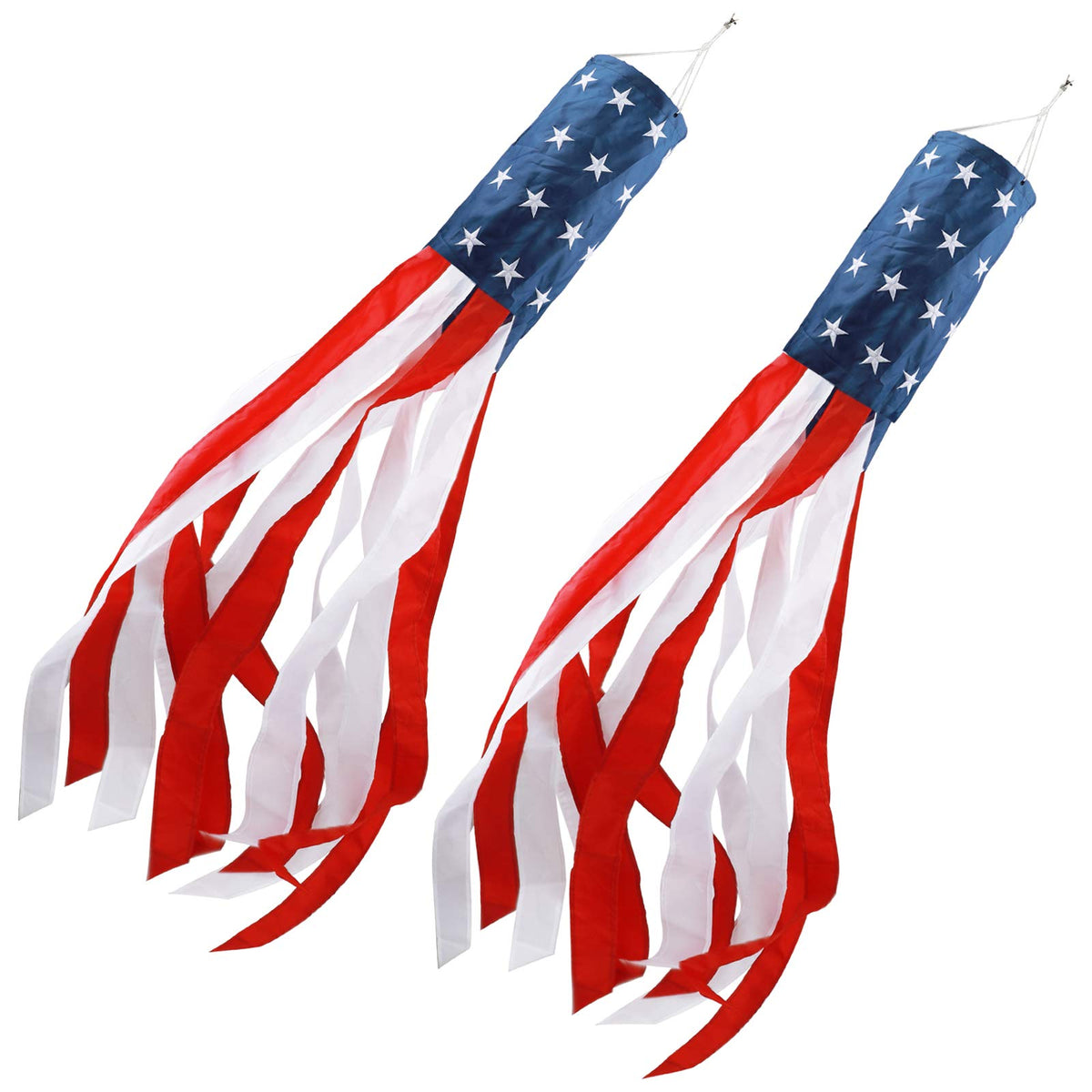 Hoosun 40 Inch American Flag Windsock Outdoor Embroidered Stars Stripes Usa Flags Patriotic Decorations Fade Resistant Usa Decor