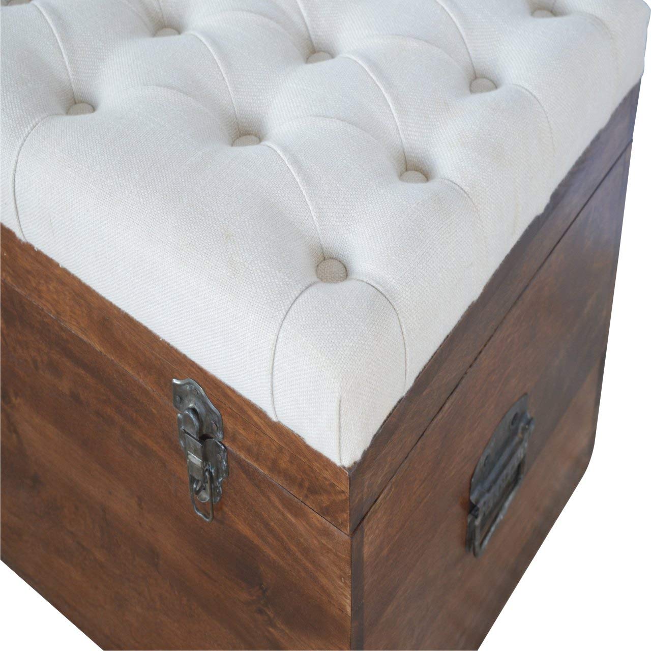 Solid Wood DButton Lid Up Storage Box