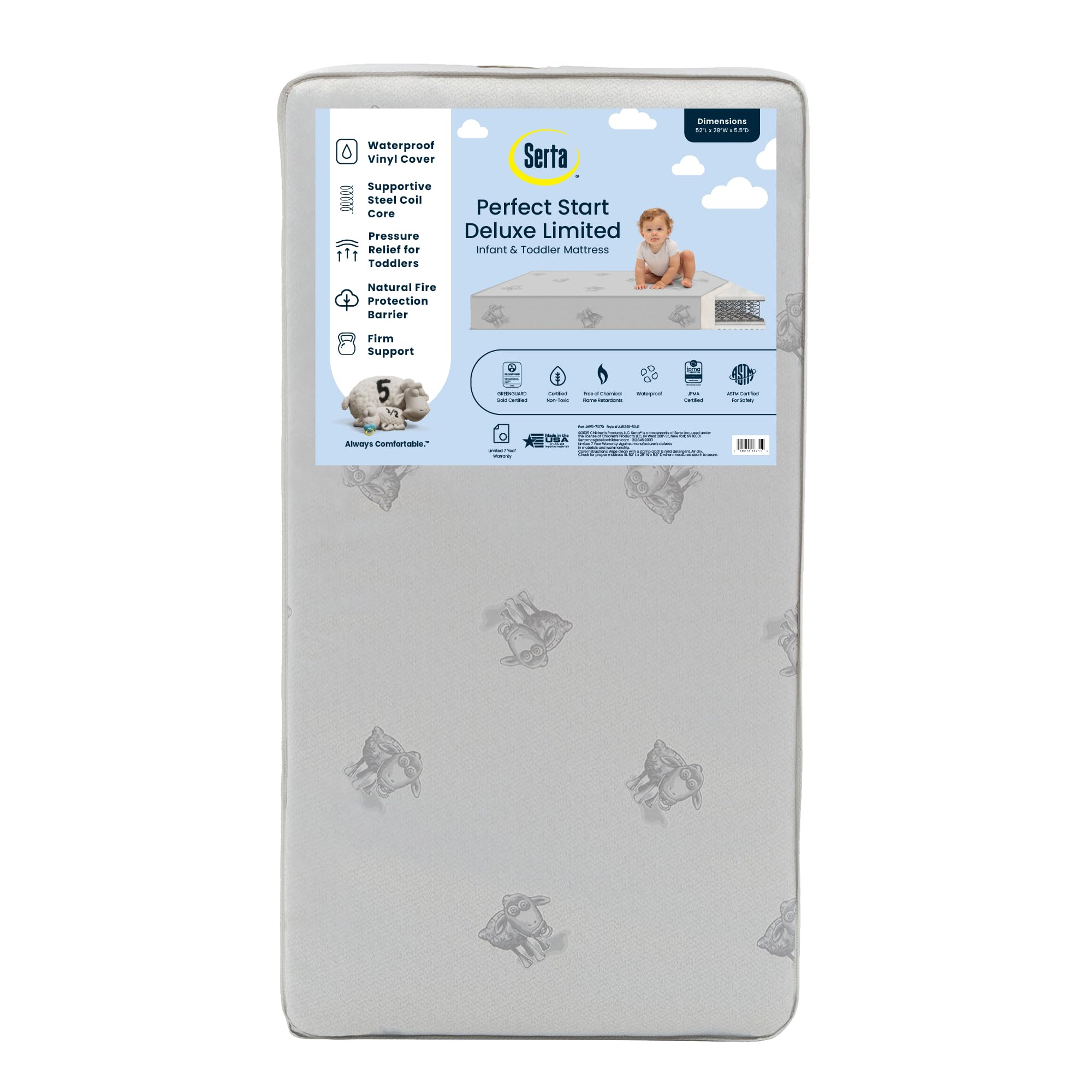 Serta Perfect Start Deluxe Limited Dual Sided Baby Crib Mattress And Toddler Mattress, Greenguard Gold Certified, Firm Support,