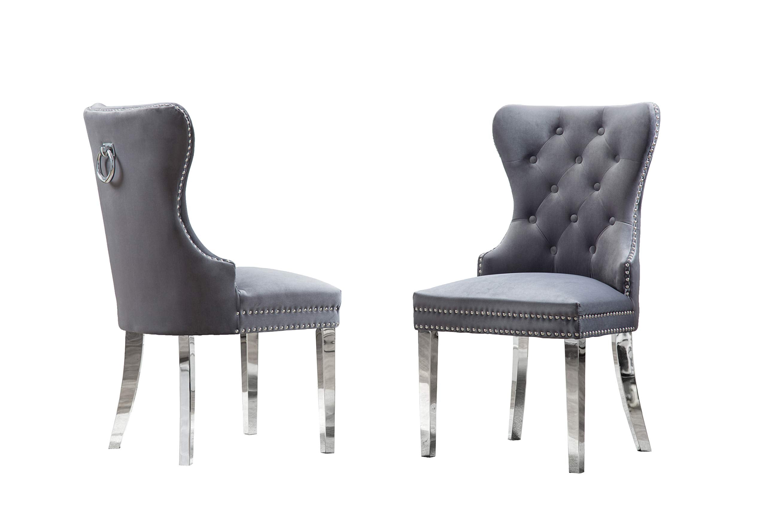 Best Quality Furniture 5Pc Dining Set (1 Table + 4 Chairs), White, Dark Gray