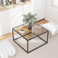 YMYNY Glass Coffee Table, Tempered Glass Square Coffee Tables with Metal Frame, Unique Modern Table for Living Room Home Office 