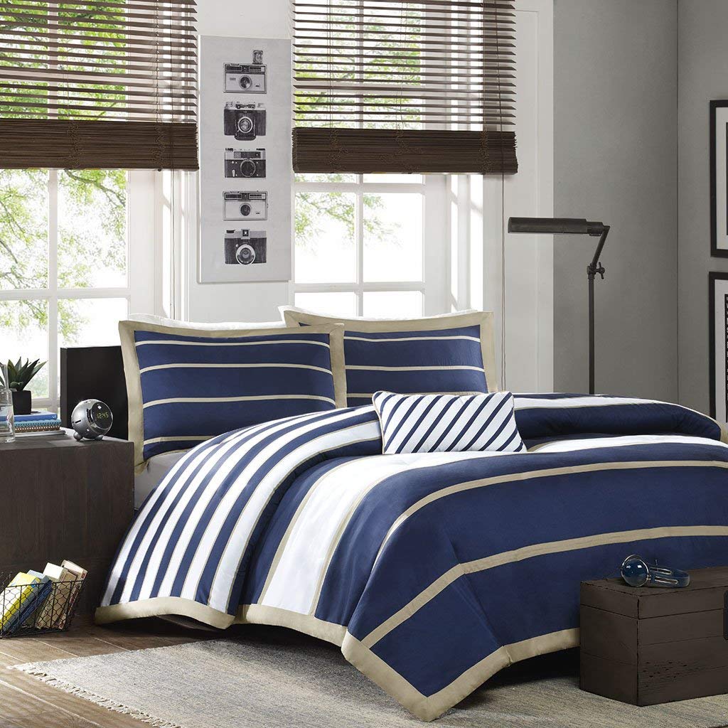 Mi Zone Ashton Casual Comforter Set, Vibrant Colorblock Design, Modern Bedding Geometric Stripes All Season Cover, Matching Sham